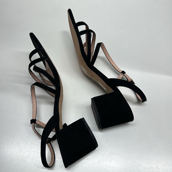 J Crew Odette Heeled Sandals Shoes Ankle Strap Open Toe Suede Black Size 11 - Picture 6 of 8